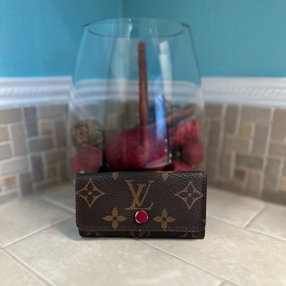 Louis Vuitton Handbags - Louis Vuitton Monogram 4 Key Holder with Fuchsia Interior!